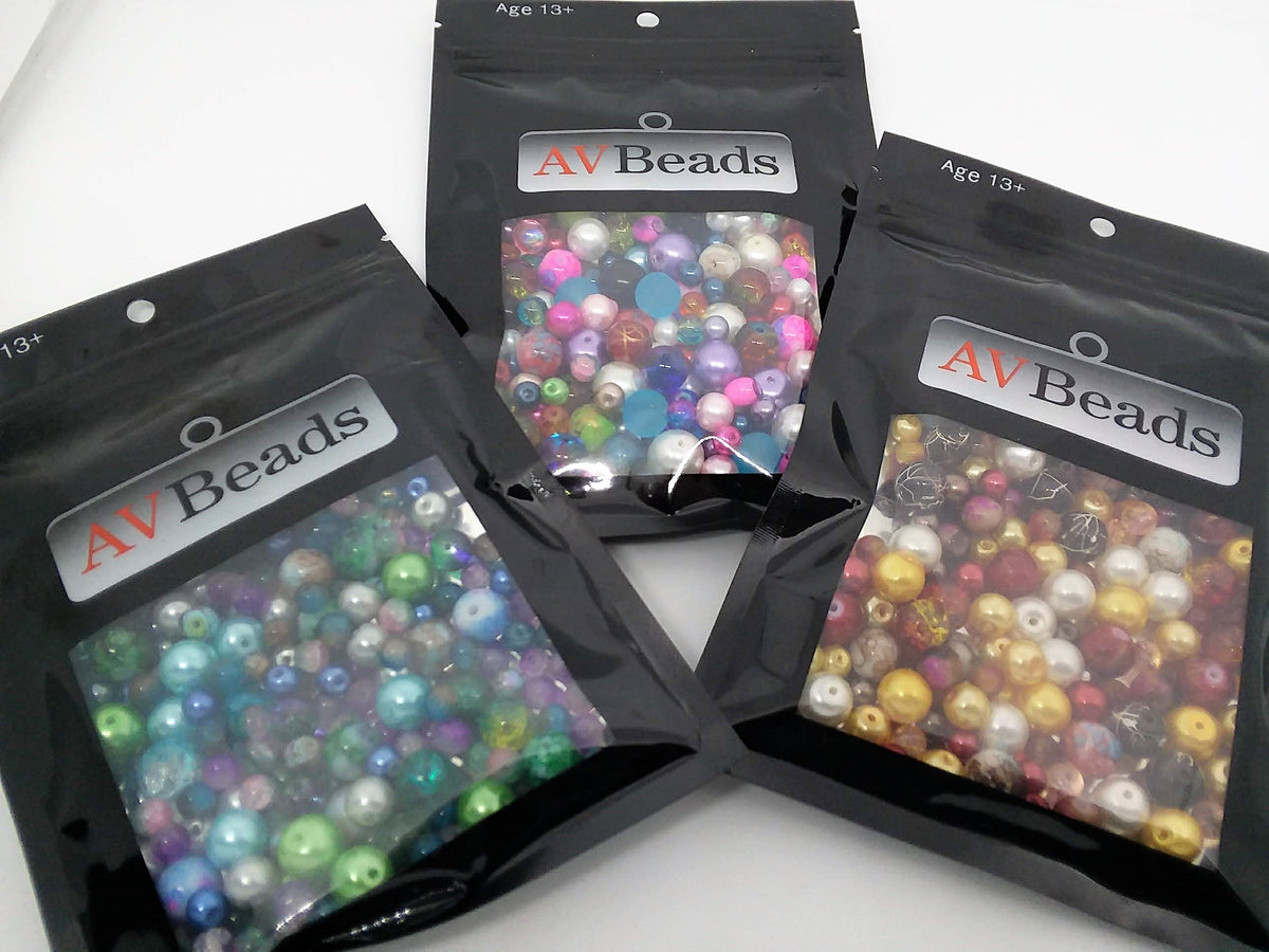 AVBeads Bulk Beads Mixed Beads Glass Beads 5oz blue, green, brown