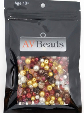 AVBeads Bulk Beads Mixed Beads Glass Beads 5oz Red, White, Brown, Yellow