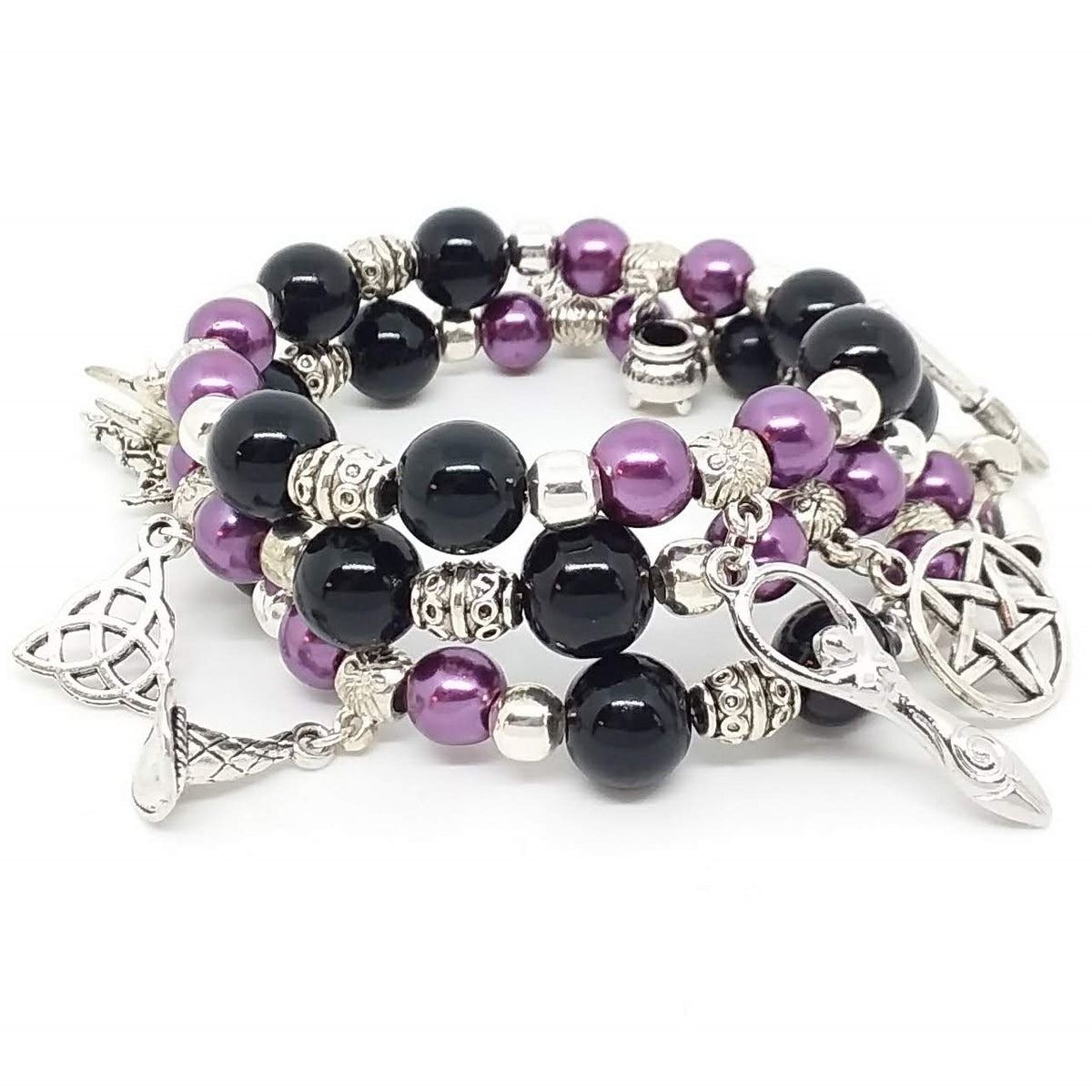 10 Clip on Wiccan Bracelet Charms Pentacle Athame Chalice Witch