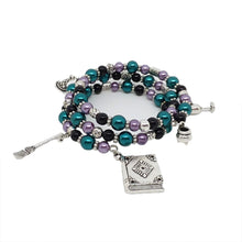 Load image into Gallery viewer, AVBeads Handmade Pagan Wiccan Glass Beaded Metal Charms Jewelry Memory Wire Bracelet Wrap 3Layer