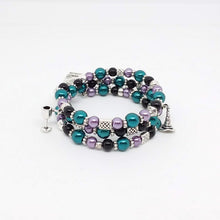 Load image into Gallery viewer, AVBeads Handmade Pagan Wiccan Glass Beaded Metal Charms Jewelry Memory Wire Bracelet Wrap 3Layer