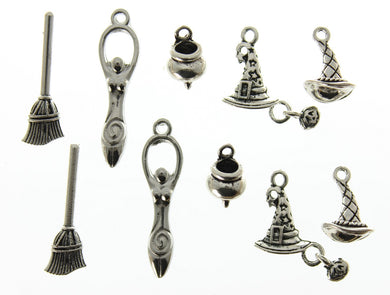 AVBeads Mixed Charms Wicca Charms Silver Metal 2127 10pcs