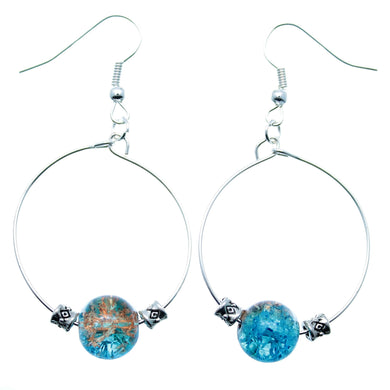 AVBeads Jewelry Hoop Earrings Dangle Silver Plated Hook Beaded Blue Brown