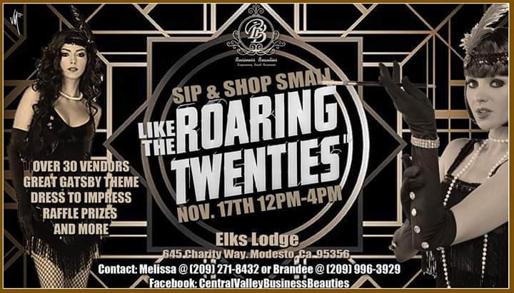 Join us! Sip & Shop Roaring 20's at The Elks Lodge in Modesto, CA on November 17, 2019