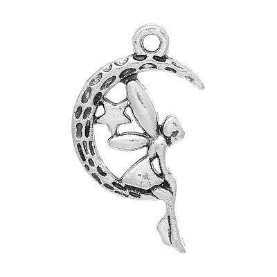 AVBeads Celtic Charms Fairy Moon Charms Silver 25mm x 14mm Metal Charms 10pcs