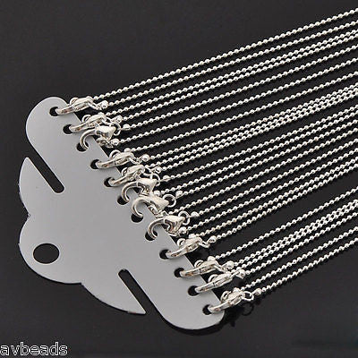AVBeads Jewelry Making Supplies Wholesale Chain Ball Lobster Clasp Silver-Plated 20 in 1.2 mm Copper Metal Supply Necklace 12 pcs JMN-26385-12