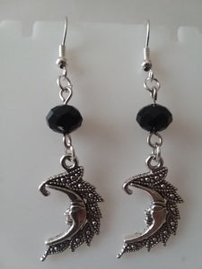 AVBeads Jewelry Charm Earrings Dangle Silver Hook Beaded Black Moon Special