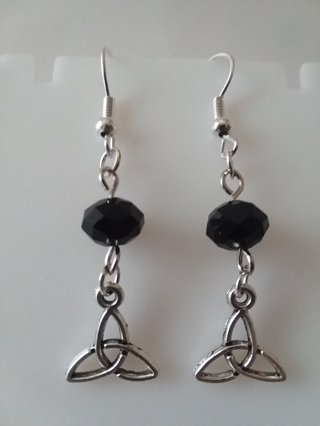 AVBeads Jewelry Charm Earrings Dangle Silver Hook Beaded Black Triquetra Mini