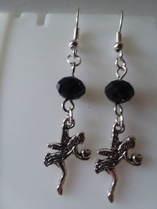 AVBeads Jewelry Charm Earrings Dangle Silver Hook Beaded Black Fairy Gift