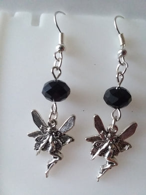 AVBeads Jewelry Charm Earrings Dangle Silver Hook Beaded Black Fairy Nymph