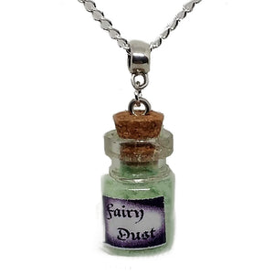 AVBeads Jewelry Fairy Necklace with Glass Bottle Charm on 24" Silver Plated Chain Metal