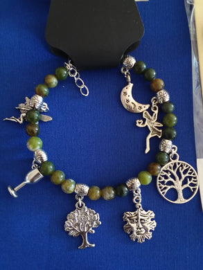 AVBeads Gemstone Beaded Charm Bracelet Wicca and Pagan Jewelry