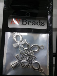 AVBeads Pagan Charms Ankh Charms Silver 25mm x 14mm Metal Charms 4pcs