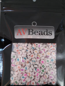 AVBeads Acrylic Beads Spacer Alphabet Letter Beads 7mm Multi-Color Letter on White 2oz approx. 400pcs