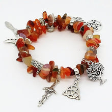 Load image into Gallery viewer, AVBeads Gemstone Beaded Charm Bracelet Wicca and Pagan Jewelry Bangle Wrap Agate