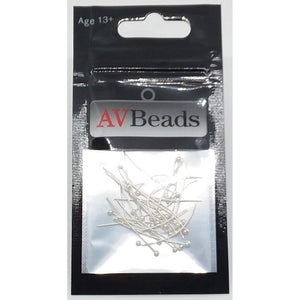 AVBeads Copper Ball Head Pins Silver Plated 25mm (1") x 0.5mm (24gauge) approx 30pcs