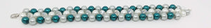 Handmade Glass Beaded Bracelet Earrings Necklace Jewelry Set Blue Gray Clear