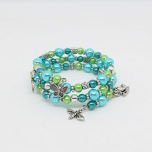 Load image into Gallery viewer, AVBeads Handmade Bug Insect Nature Glass Beaded Metal Charms Jewelry Memory Wire Bracelet Wrap 3Layer