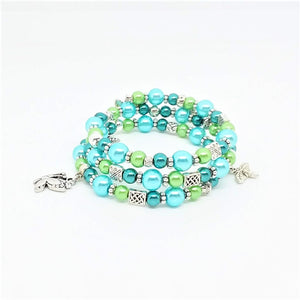 AVBeads Handmade Bug Insect Nature Glass Beaded Metal Charms Jewelry Memory Wire Bracelet Wrap 3Layer