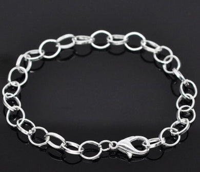 AVBeads Silver Plated Lobster Clasp Chain Link Bracelets 7-7/8