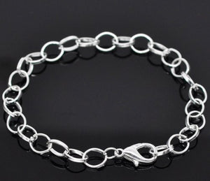 AVBeads Silver Plated Lobster Clasp Chain Link Bracelets 7-7/8" (20cm) 12pcs
