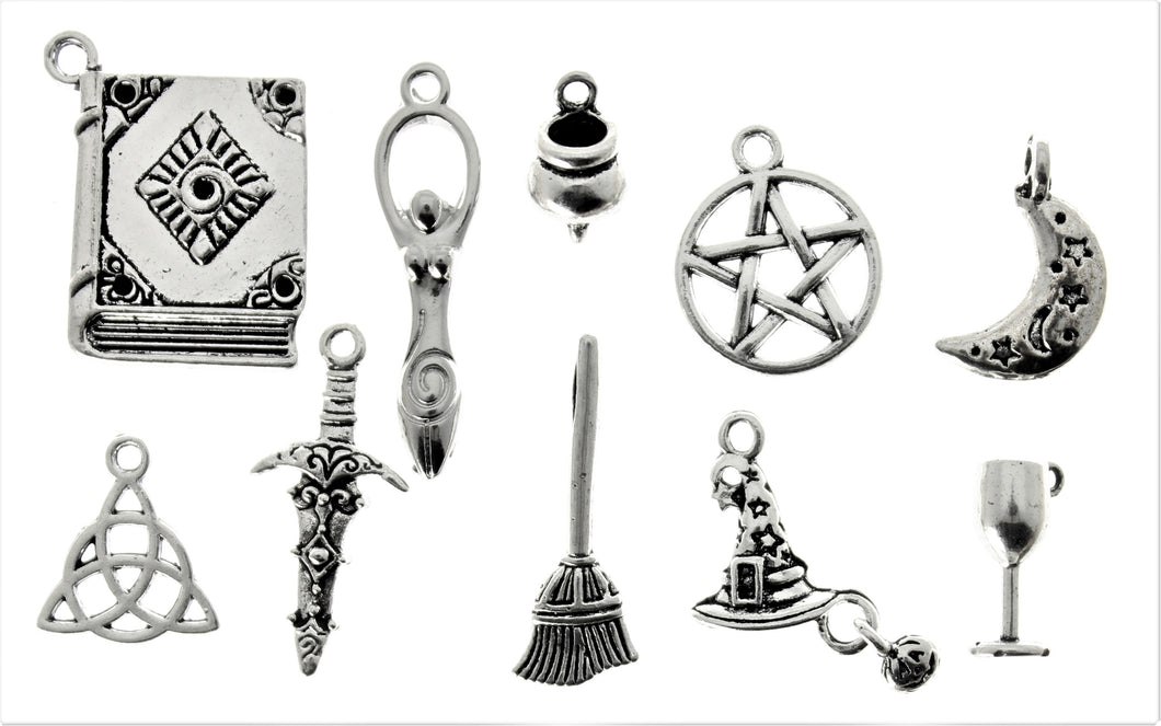 AVBeads Mixed Charms Wicca Charms Silver Metal 4232 10pcs