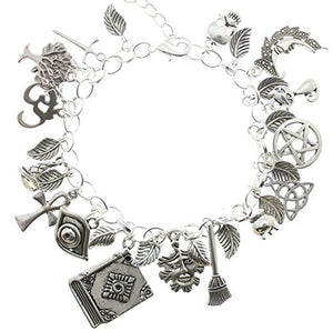 AVBeads Jewelry Pagan Wiccan Charm Bracelet 1609 30 Charms on Silver Plated Chain Bracelet