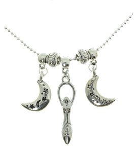 AVBeads Fairy Jewelry Beads and Charms on 20" Silver Plated Chain Necklace Moon Goddess Charms