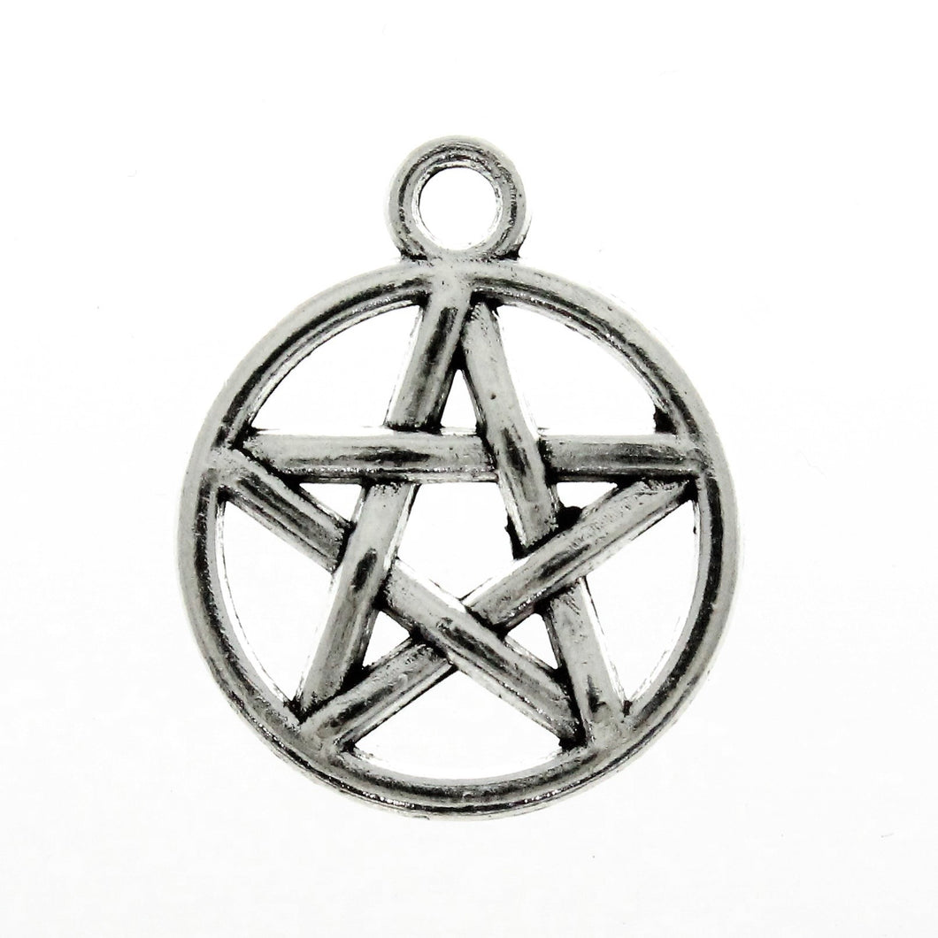 AVBeads Pagan Wicca Charms Pentacle Charms Silver 20mm x 17mm Metal Charms 10pcs
