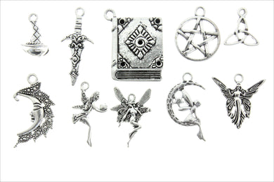 AVBeads Mixed Charms Wicca Charms Silver Metal 1888 10pcs