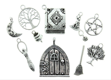 AVBeads Mixed Charms Wicca Charms Silver Metal 2165 10pcs