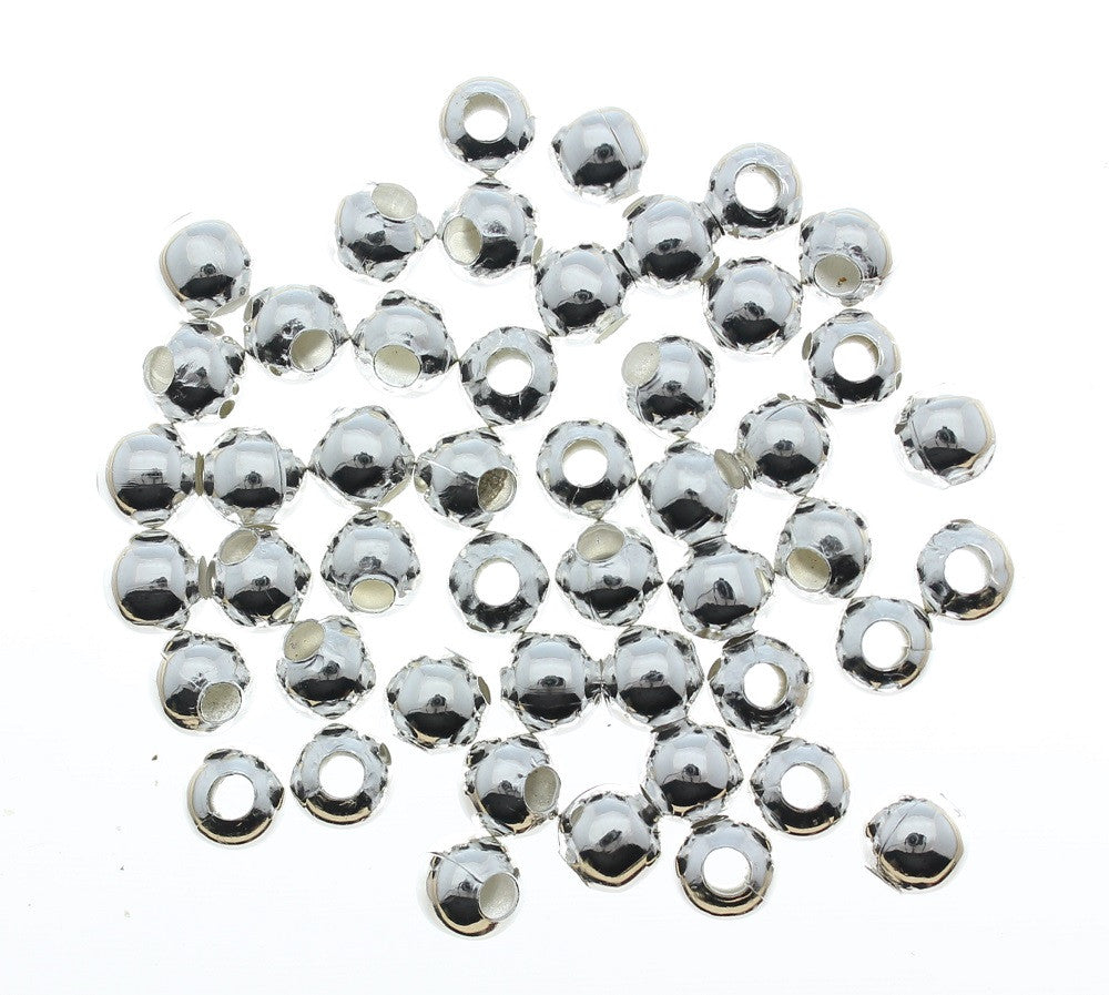 Round Metal Silver Plated Alloy Spacer Loose Beads for Jewelry Making 6mm 10pcs