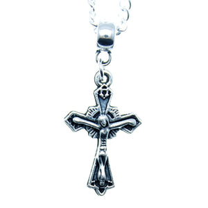 AVBeads Chain Necklace 24" Silver Plated with Silver Cross Charm Pendant 1001