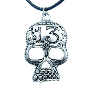 AVBeads Choker Necklace 18" Black Cord with Silver Skull Charm Pendant