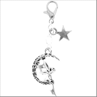 AVBeads Clip-On Charms Moon Fairy and Star Charm 50mm x 12mm Silver JWLCC03284-21615
