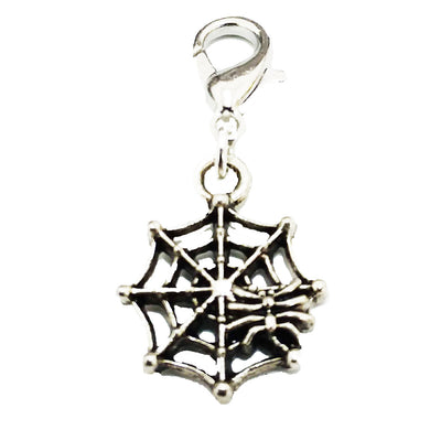 AVBeads Clip-On Charms Spider Web Charm Antique Silver Metal Pagan Charm Clip