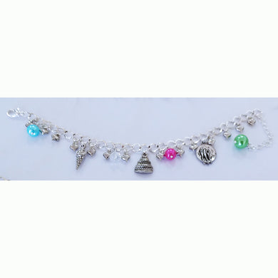 AVBeads Jewelry Charm Bracelet Chef Food Silver Chain Link Multicolor Glass JWL-CB-Chef1001