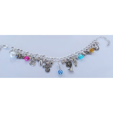 AVBeads Jewelry Charm Bracelet Sporty Silver Chain Link Multicolor Glass JWL-CB-Sporty1002