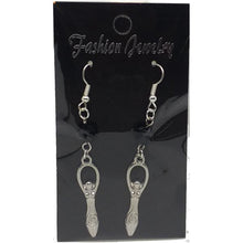 Load image into Gallery viewer, Celestial Celtic Pagan Wicca Wiccan Goddess Charm with Silver Plated Metal Ear Hook Dangle Earrings