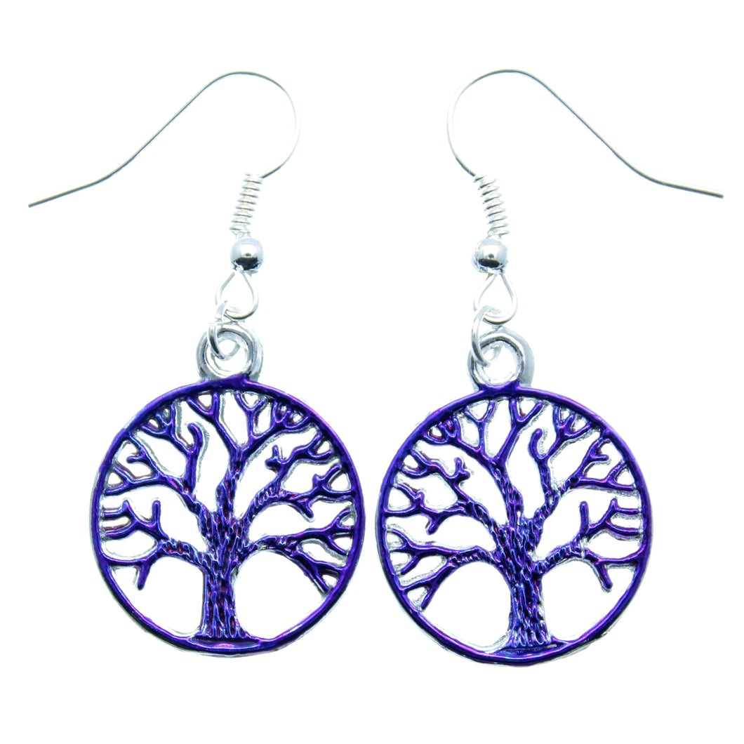 AVBeads Jewelry Charm Earrings Dangle Silver Hook Tree of Life Blue