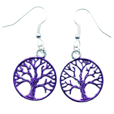 AVBeads Jewelry Charm Earrings Dangle Silver Hook Tree of Life Purple