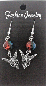 AVBeads Jewelry Charm Earrings Dangle Silver Hook Beaded Blue Orange Fairy Queen