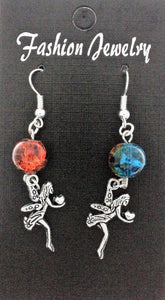 AVBeads Jewelry Charm Earrings Dangle Silver Hook Beaded Blue Orange Fairy Gift