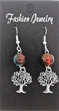AVBeads Jewelry Charm Earrings Dangle Silver Hook Beaded Blue Orange Tree