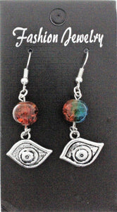 AVBeads Jewelry Charm Earrings Dangle Silver Hook Beaded Blue Orange Eye