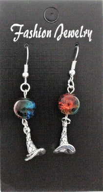 AVBeads Jewelry Charm Earrings Dangle Silver Hook Beaded Blue Orange Wizard Hat