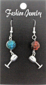 AVBeads Jewelry Charm Earrings Dangle Silver Hook Beaded Blue Orange Goblet