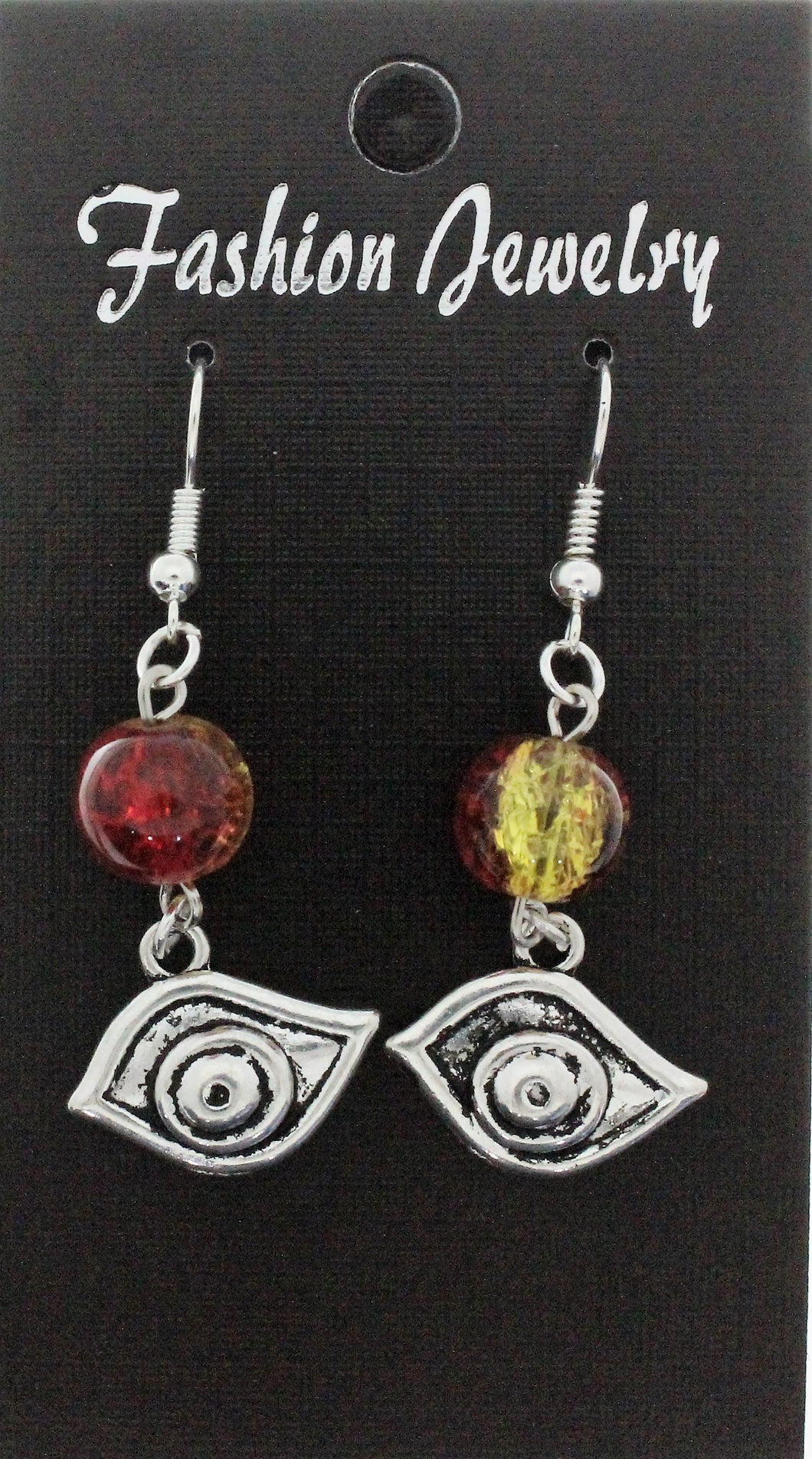 AVBeads Jewelry Charm Earrings Dangle Silver Hook Beaded Red Yellow Eye