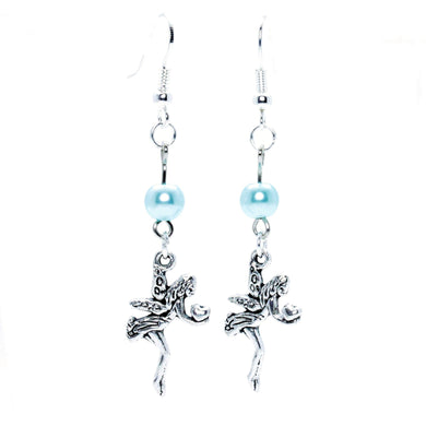 AVBeads Jewelry Charm Earrings Dangle Silver Hook Beaded Blue Fairy Gift