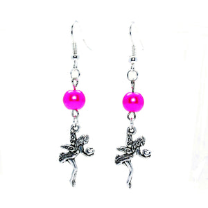 AVBeads Jewelry Charm Earrings Dangle Silver Hook Beaded Fuchsia Pink Fairy Gift